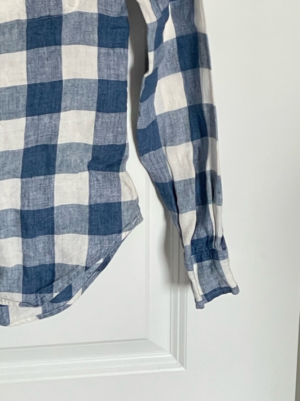 Ralph Lauren Blue & White Gingham Linen Long Sleeve Shirt Size 2 54428 - Picture 5 of 13